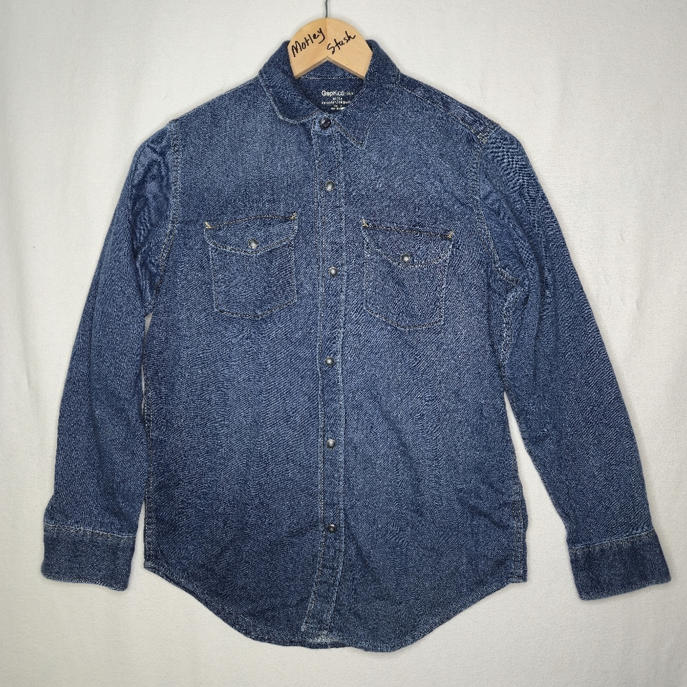 Gap Kids Blue Denim Long Sleeve Shirt Size Regular XL